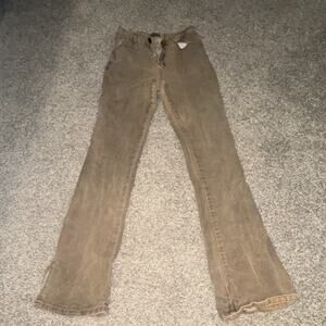 Fashion Nova Straight Jeans Juniors 7 Brown Solid Denim Cotton Blend Pre-Owned